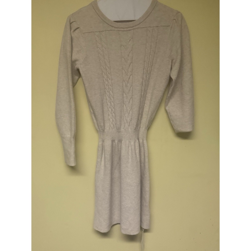 Saodimallsu women's Cable Knit Sweater Dress Beige Long Sleeve‎ Size M